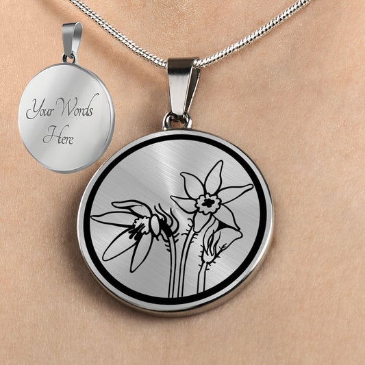Personalized South Dakota State Flower Necklace, Pasque Flower Jewelry