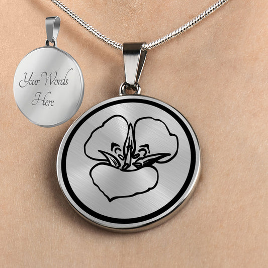 Personalized Utah State Flower Necklace, Sego Lilly Jewelry