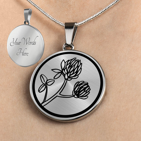 Personalized Vermont State Flower Necklace, Red Clover Jewelry