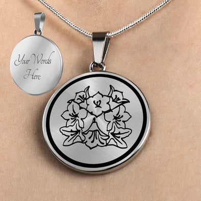 Personalized West Virginia State Flower Necklace, Rhododendron Jewelry