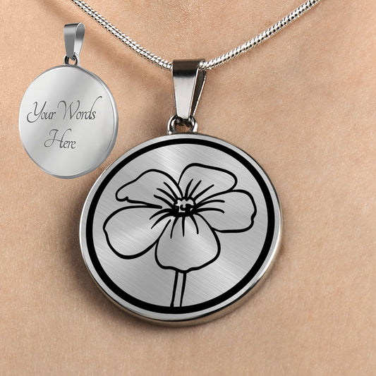 Personalized Wisconsin Virginia State Flower Necklace, Wood Violet Jewelry