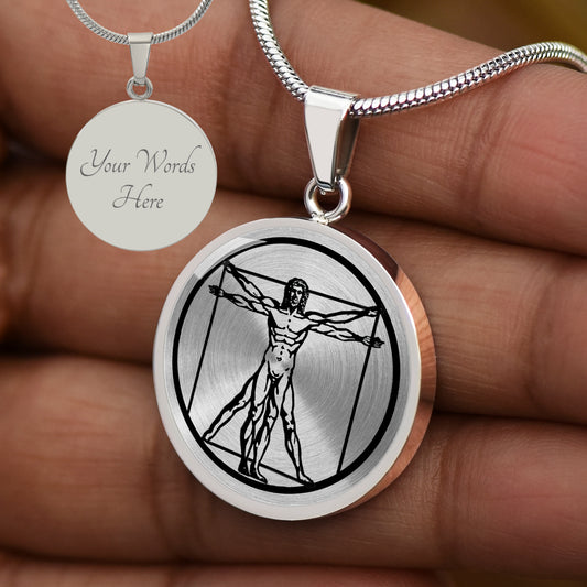 Personalized Da Vinci Vitruvian Man Necklace