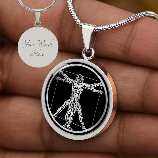 Personalized Da Vinci Vitruvian Man Necklace