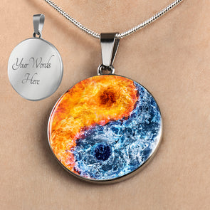 Personalized Yin Yang Fire & Water Necklace