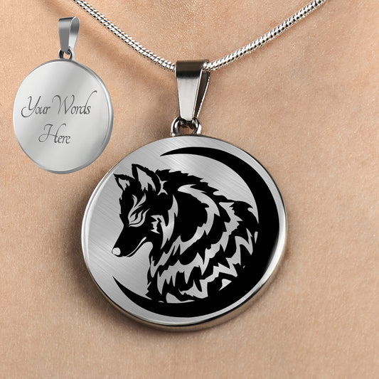 Personalized Wolf Necklace, Wolf Jewelry, Wolf Gift