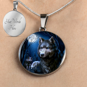 Personalized Wolf Necklace, Wolf Jewelry, Wolf Pendant