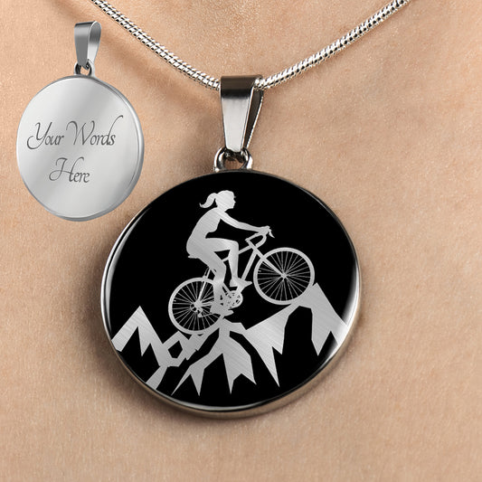 Personalized Women's Mountain Biking Necklace, Cycling Gift