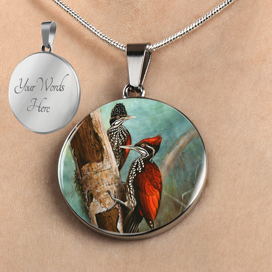 Personalized Woodpecker Necklace, Bird Watching Necklace