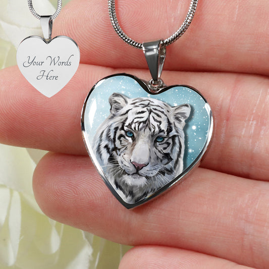 Personalized White Tiger Necklace, White Tiger Jewelry