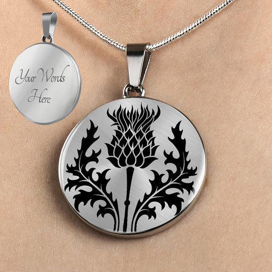 Personalized Scottish Thistle Necklace, Thistle Jewelry